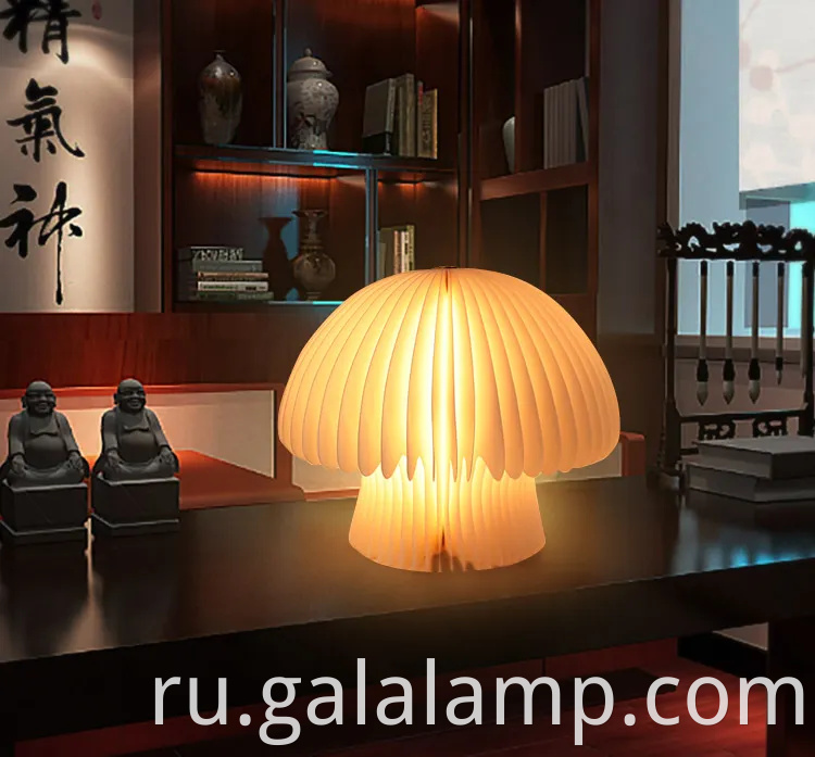 Красочная светодиодная бамбуковая деревянная лампа с грибной дизайном